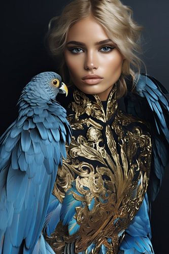 Modern portrait "feeling blue" by Carla Van Iersel