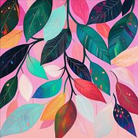 Lebendige Blätter vor einem rosa Hintergrund