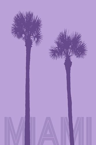 Grafische kunst PALMBOMEN MIAMI | violet sur Melanie Viola