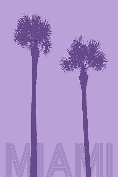 Grafische kunst PALMBOMEN MIAMI | violet par Melanie Viola