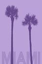 Grafische kunst PALMBOMEN MIAMI | violet van Melanie Viola thumbnail