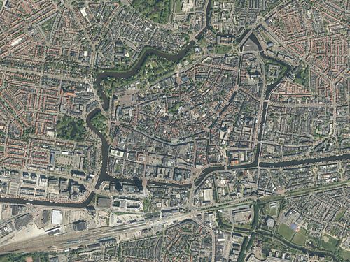 Luchtfoto van Leeuwarde stadscentrum