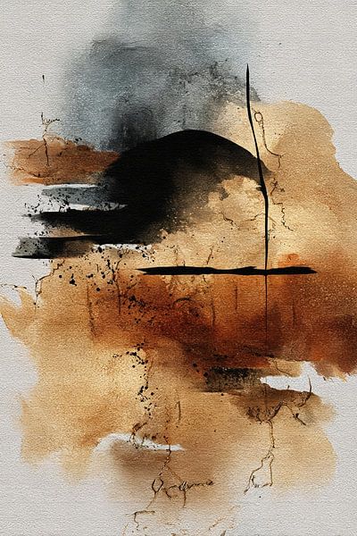 Abstract Schilderij - Aardetinten Rustig en Modern van Joriali Abstract