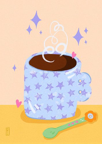 Koffietijd Retro Illustratie