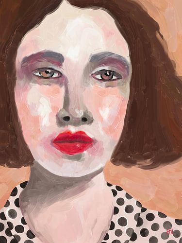 Polka dots, stoere vrouw portret.