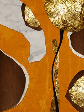 Organische Abstrakte Gold Kunst In Erdtönen Minimalistische