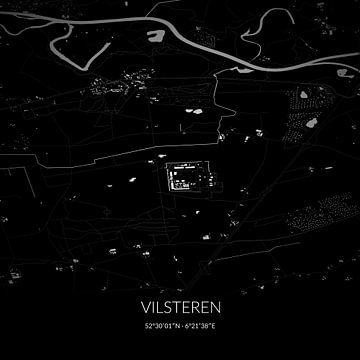 Schwarz-weiße Karte von Vilsteren, Overijssel. von Rezona