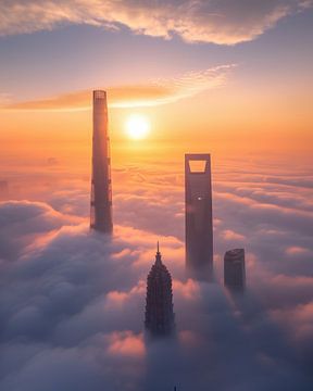 Shanghai vue du ciel sur fernlichtsicht