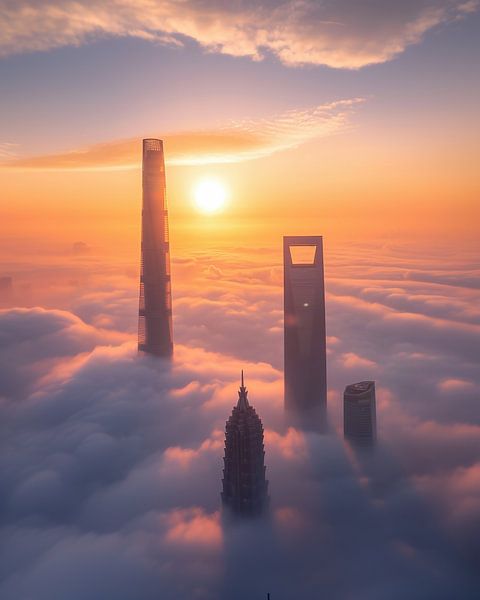 Shanghai vanuit de lucht van fernlichtsicht