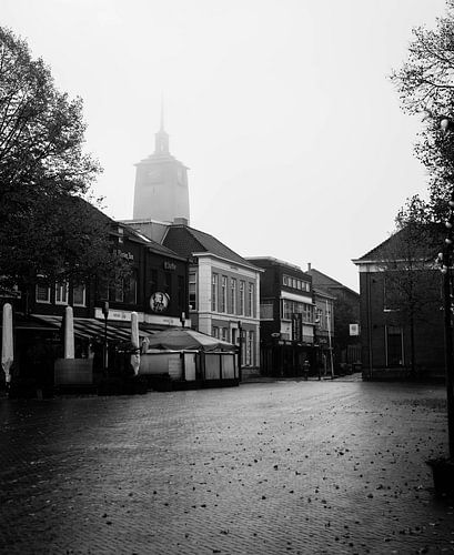 Zwartwit foto van Enschede Centrum