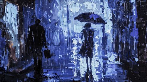 Stadsgezicht in de regen