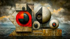 Geometrische Wogen am stürmischen Meer von Klaus Tesching - Art-AI