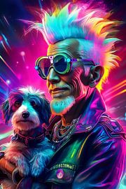 alter Punker mit Hund von Jörg B. Schubert