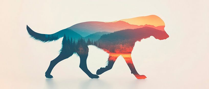 Dog and landscape by Poster Art Shop