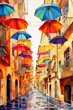 Steegje met parasols van ARTemberaubend