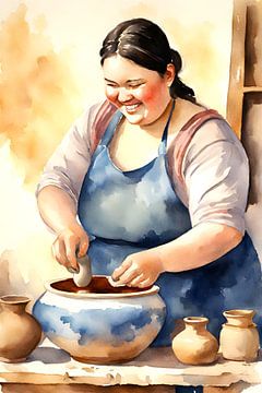 cosy lady bakes a blue pot sur De gezellige Dames