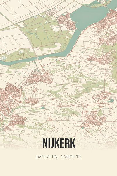 Vintage map of Nijkerk (Gelderland) by Prints of Place