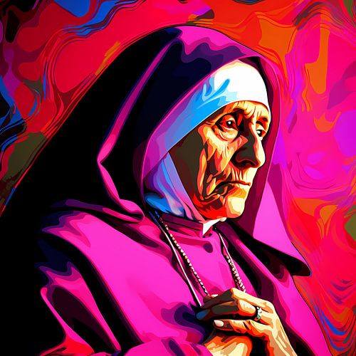 Pop Colour Art: Woman Praying by Surreal Media