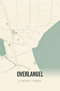Vintage map of Overlangel (North Brabant) by Rezona
