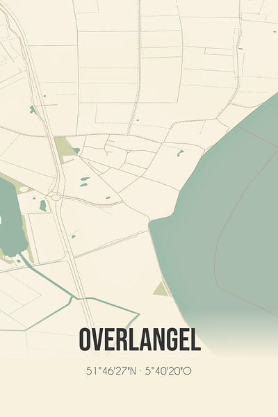 Vintage landkaart van Overlangel (Noord-Brabant) van Stad & Wand
