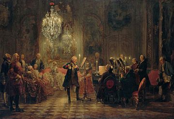 Frederik de Grote Fluit spelen in Sanssouci, Adolph Menzel.