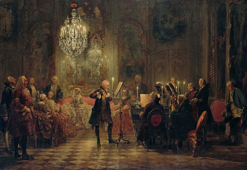 Frederick the Great Playing the Flute at Sanssouci, Adolph Menzel