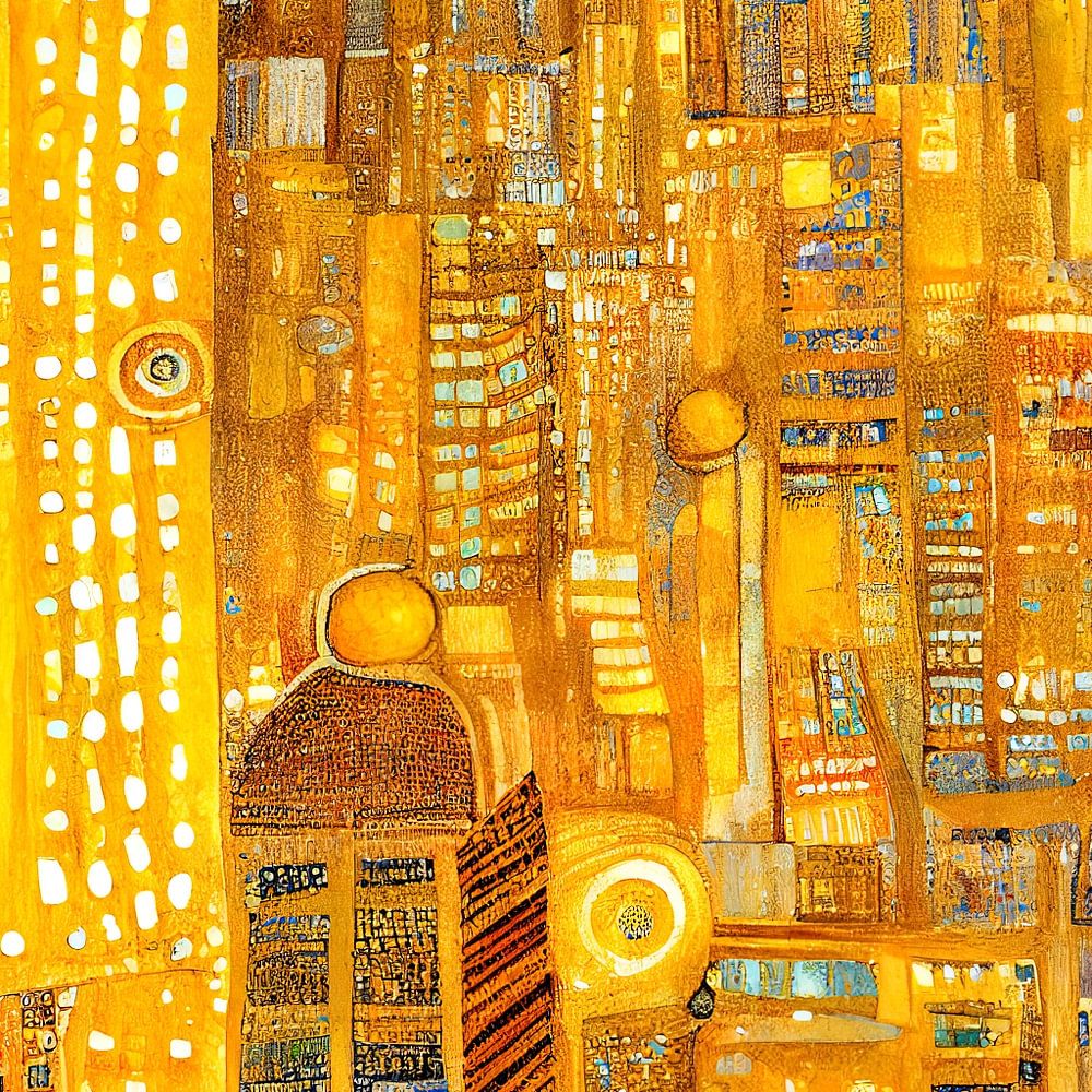 Een Avond In New York City In De Stijl Van Gustav Klimt Van Whale Sons Op Canvas Behang En Meer