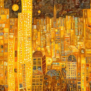 Une soirée dans la ville de New York dans le style de Gustav Klimt sur Whale & Sons