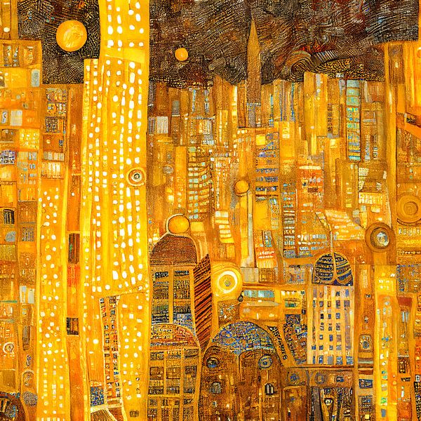 An evening in New York City in the style of Gustav Klimt by Whale & Sons