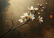 magnolia branch on brown background minimalism. by J.a Dijkstra thumbnail