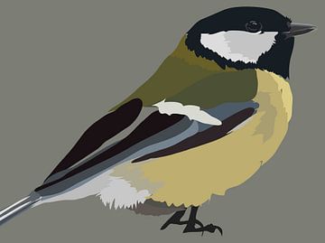 Illustration of Great Tit bird by Kirtah Designs