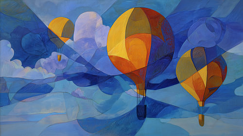 Luchtballon abstract kubisme panorama