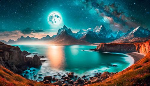 At night on the beach with stars