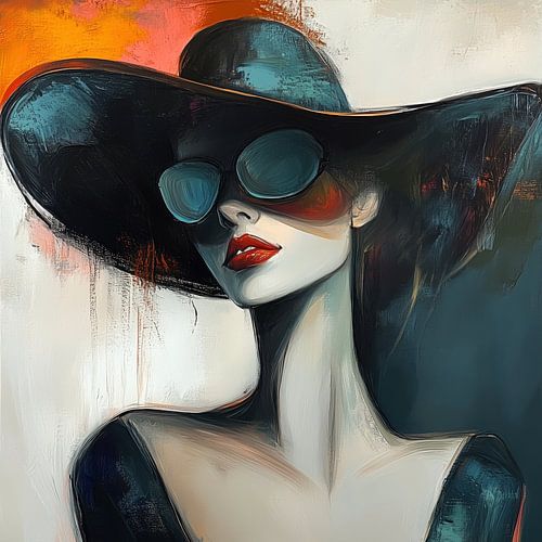 Femme avec un grand chapeau