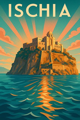 Ischia Castle – Italian Island Travel Poster