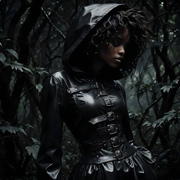 young woman in a dark jungle, steampunk by Nick Wendt