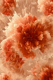 Blumenflor in Koralle und Creme – Abstrakte Kunst von Eva Lee