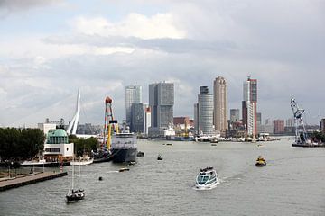 Skyline van Rotterdam met zicht op de kop van Zuid
