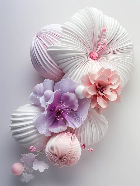 Pastel 3D modern flowers by haroulita