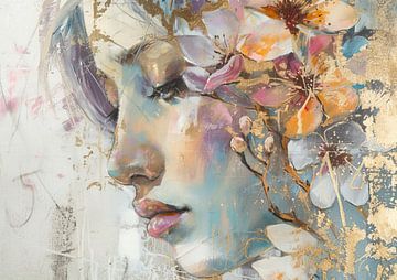 Vrouwen Schilderij | Dream Petals van Kunst Kriebels