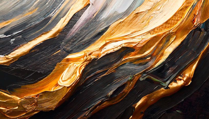 Malerei in Schwarz Gold von Mustafa Kurnaz