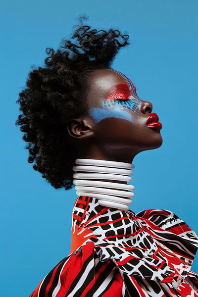 Sterke kleuren - stijlvolle presentatie in rood, blauw en zwart van Poster Art Shop