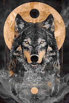 Ein anmutiger Wolf dominiert als echtes und elegantes Kunstobjekt von Digitale Schilderijen