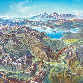 Map of Yellowstone National Park (with labels), Heinrich Berann by Creatieve Kaarten