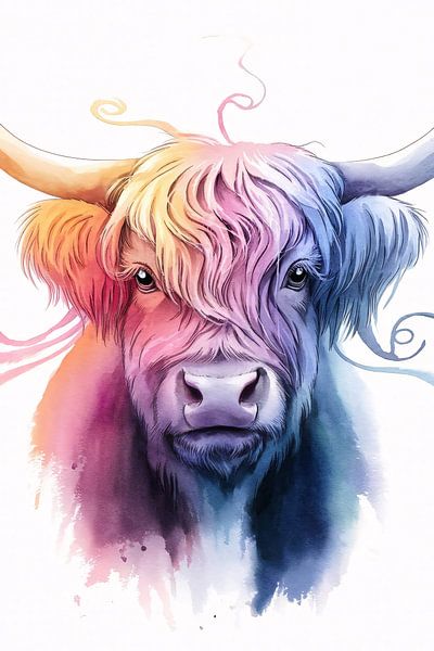 Colourful Scottish Highlander art by Art & Soul Creations