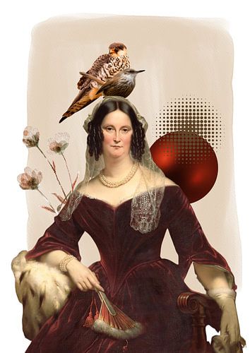 Statige rijke dame met vogels