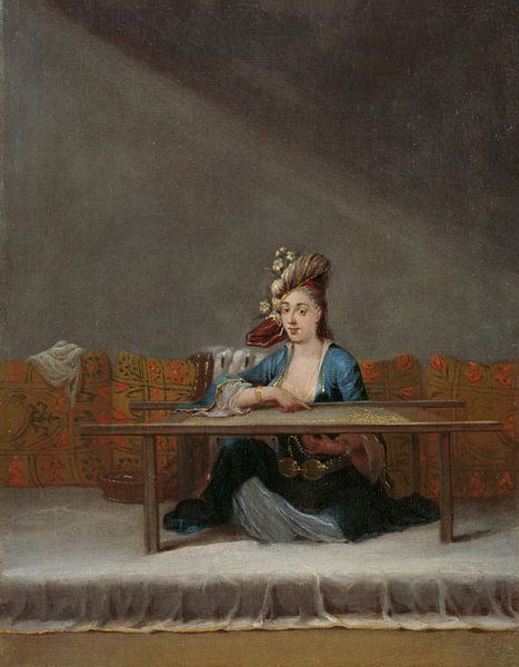 Turkse vrouw bij haar borduurraam, Jean Baptiste Vanmour van Meesterlijcke Meesters