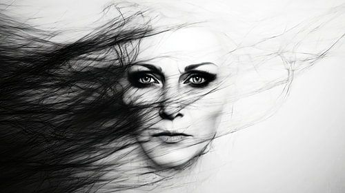 Femme aux cheveux flottants