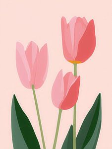 Minimalistische rosa Tulpen auf sanftem Hintergrund