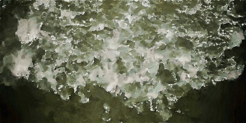 Rohes Wasser" - Stürmische Wellen im grünen Wasser des Arno in Italien - Digitale Kunst von VenVision Art